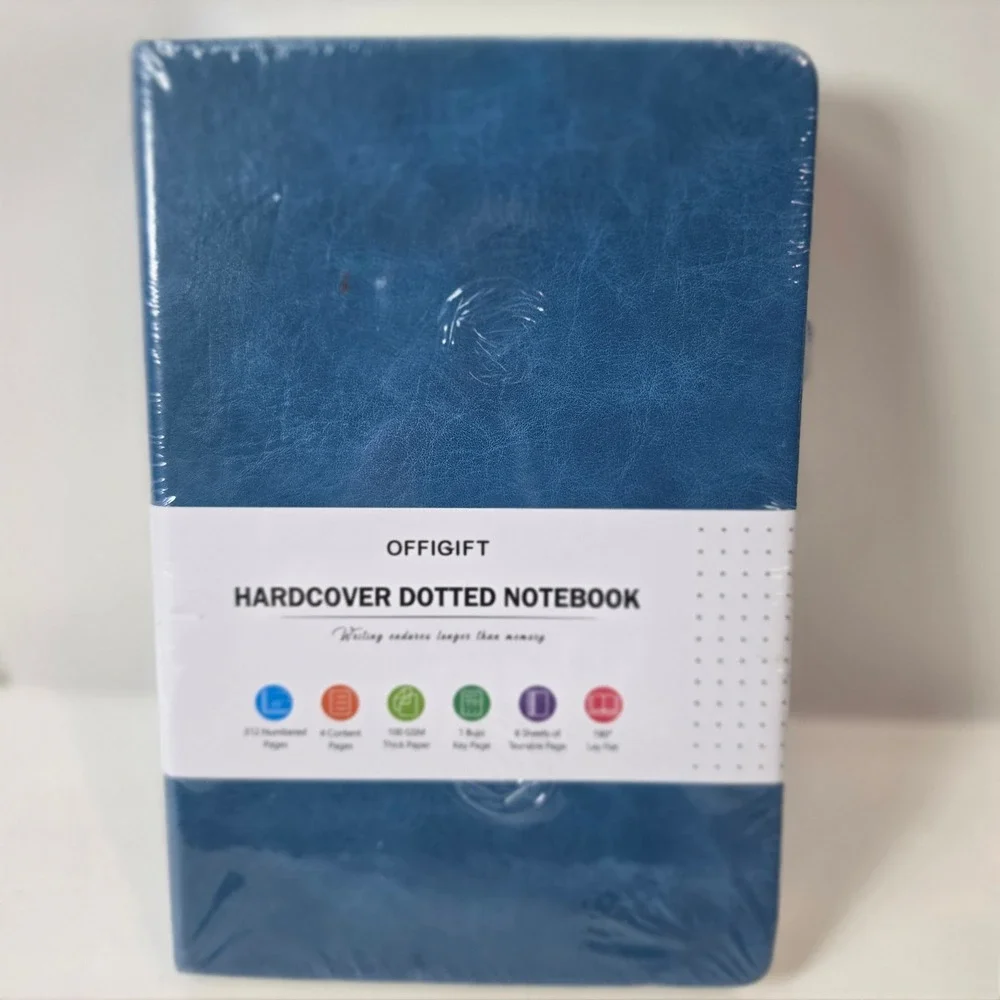 Offigift Hardcover Dotted Notebook 312 Numbered Pages Blue Bullet Journal New